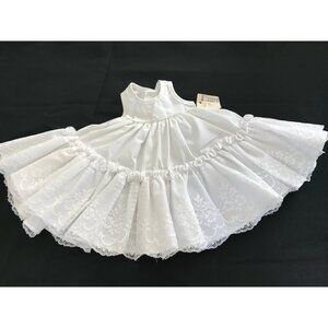 Vintage White Lace Doll Dress 9 Inch Sleeveless Full Skirt Unbranded